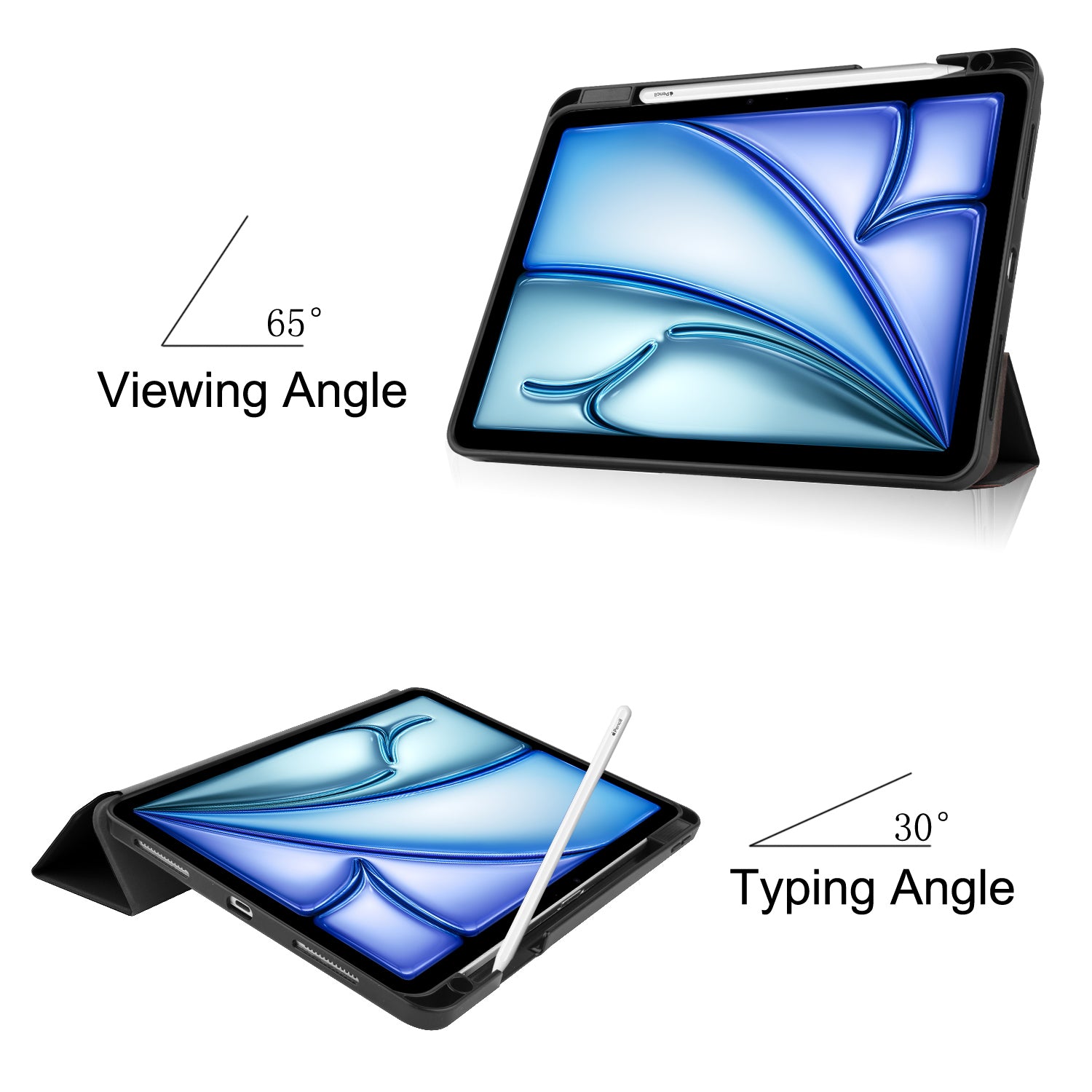 For iPad Air 11 (2024) Case Tri-fold Stand Protective Tablet Cover with Pen Slot For iPad Air 11 (2024) Case Tri-fold Stand Protective Tablet Cover with Pen Slot